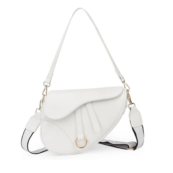 Saddle shoulder bag clutch purse - white - Picture 1 of 4